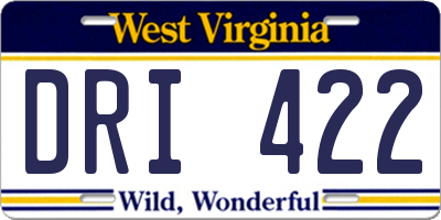 WV license plate DRI422