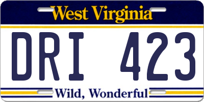 WV license plate DRI423