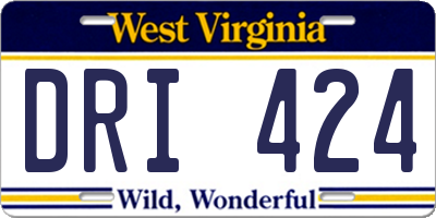 WV license plate DRI424
