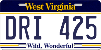WV license plate DRI425