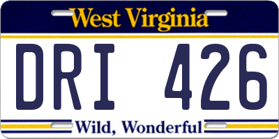 WV license plate DRI426