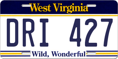 WV license plate DRI427