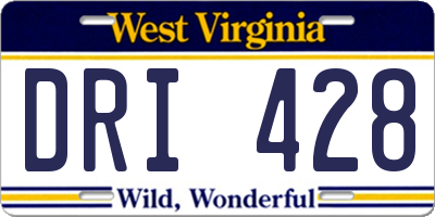 WV license plate DRI428
