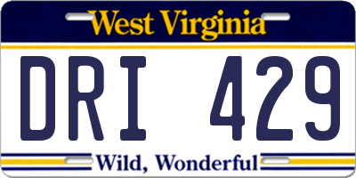 WV license plate DRI429