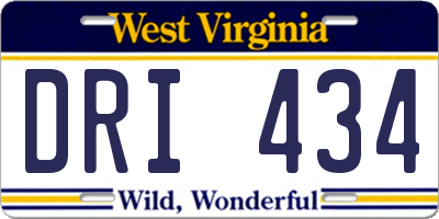 WV license plate DRI434