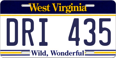 WV license plate DRI435