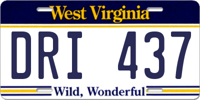 WV license plate DRI437