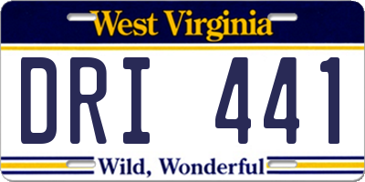 WV license plate DRI441