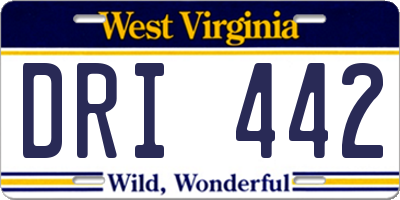 WV license plate DRI442