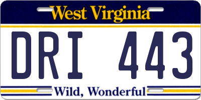WV license plate DRI443