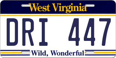 WV license plate DRI447