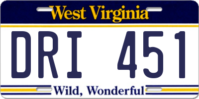 WV license plate DRI451