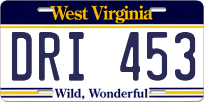 WV license plate DRI453