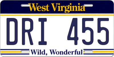 WV license plate DRI455