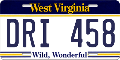 WV license plate DRI458