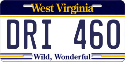 WV license plate DRI460