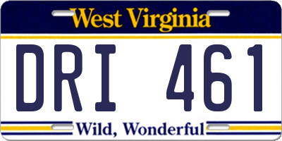 WV license plate DRI461