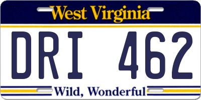 WV license plate DRI462
