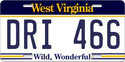 WV license plate DRI466