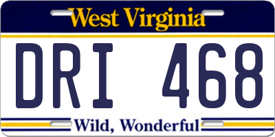 WV license plate DRI468