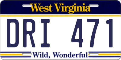 WV license plate DRI471