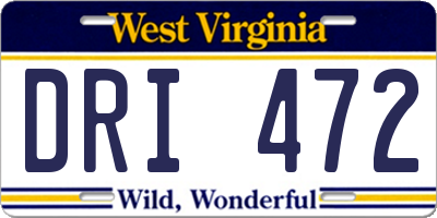 WV license plate DRI472