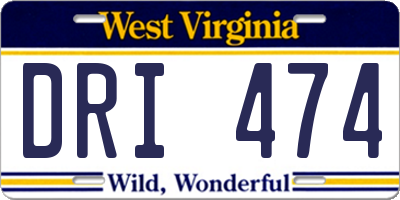 WV license plate DRI474