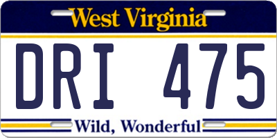 WV license plate DRI475