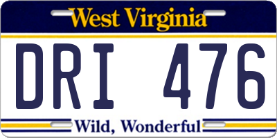 WV license plate DRI476