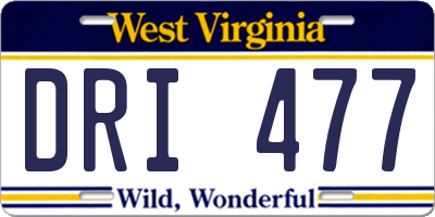 WV license plate DRI477