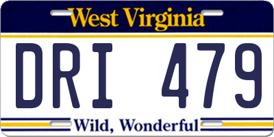 WV license plate DRI479