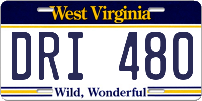 WV license plate DRI480