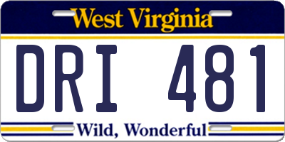 WV license plate DRI481