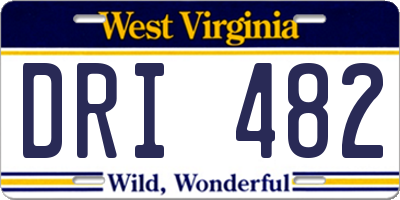 WV license plate DRI482