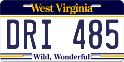 WV license plate DRI485