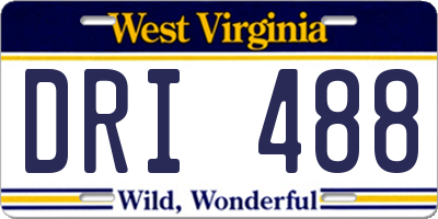 WV license plate DRI488