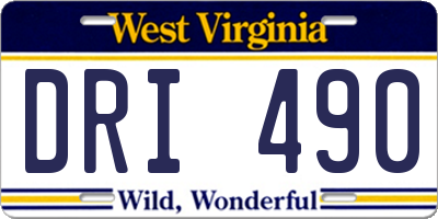 WV license plate DRI490