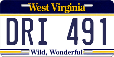WV license plate DRI491