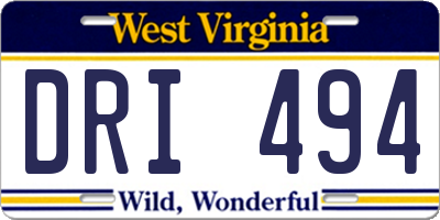 WV license plate DRI494