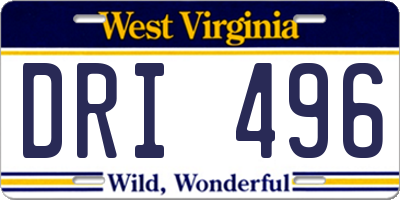 WV license plate DRI496
