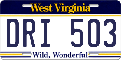 WV license plate DRI503