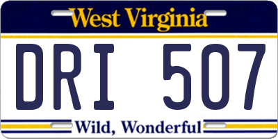 WV license plate DRI507