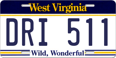 WV license plate DRI511