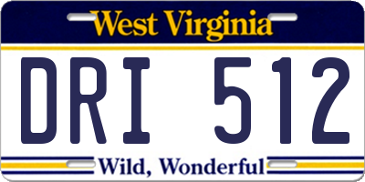 WV license plate DRI512