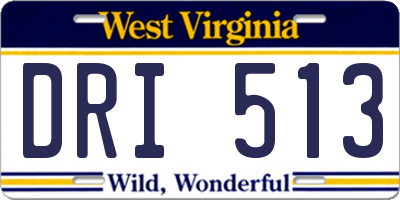 WV license plate DRI513