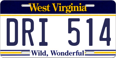 WV license plate DRI514
