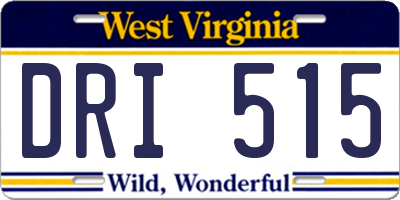 WV license plate DRI515