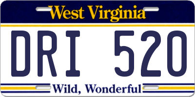 WV license plate DRI520