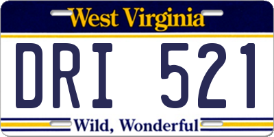 WV license plate DRI521