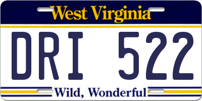 WV license plate DRI522